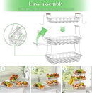 3 Tier Fruit Basket with 2 Banana Hooks, Large Capacity Multifunctional Detachable Sturdy Fruit Bowl with Wooden Handle Mesh Top for Kitchen Counter, for Bread Snacks Vegetables Produce, White by CozyNest Decor