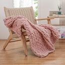 WESHIONGOO Chunky Knit Blanket Throw 40"×40" Knitted Throw Blankets for Couch Bed Fluffy Soft Blanket with Jumbo Chenille Yarn Thick 100% Handmade(Pink) by CozyNest Decor
