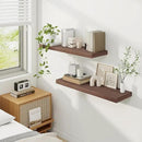 Fun Memories Floating Shelves for Wall, 32 Inch Rustic Wood Wall Mounted Shelves for Bathroom, Bedroom, Kitchen, Living Room, Deep Floating Shelves for Storage & Home Decor (Walnut, Set of 2) by CozyNest Decor