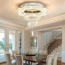 Flashing God Modern Crystal Chandeliers Dia 24" Silver Chandelier Flush Mount Ceiling Light for Bedroom Living Room Dining Room Hallway Dimmable 3 Rings LED Celing Lighting Fixtures by CozyNest Decor