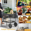 Outdoor Grill Cart Table with Extra-Large Wheel, 24" x 16" Removable Tray & Ergonomic Handle, Indoor and Outdoor Pizza Oven Table for Garden Patio BBQ Kitchen Food Prep Cart for Party by CozyNest Decor