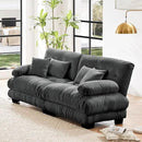 Loveseat Modular Sectional Sofa, Cloud Couch 2 Seater Sectional Couch Home Sofa Living Room Oversized Couch, Modern Deep Seat Couch with Chaise with Round Bolster Armrests 4 Pillows(Gray) by CozyNest Decor