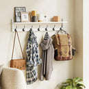 BAMEOS 35" L Wall Hooks with Shelf, Entryway Coat Hooks for Wall with Shelf, Wood Wall Hanging Shelf, Wall-Mounted Coat Rack with 7 Dual Metal Hooks for Bathroom, Kitchen, Living Room, Bedroom (White) by CozyNest Decor