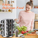 DOUBLE 2 C Revolving Countertop Spice Rack Stainless Steel Seasoning Storage Organization,Spice Carousel Tower for Kitchen Set of 16 Jars (16Jars) by CozyNest Decor