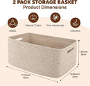OIAHOMY Storage Basket for Shelves, Closet Cube Storage Bins Baskets for Clothes Blanket Towels, Baby Nursery, Toy Baskets Box, Woven Rope Basket, 17.72*12.99*7.87 IN, 2 Packs Brown by TinyTreasures Baby Boutique