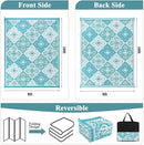 Pauwer Waterproof Outdoor Rug 8x10, Reversible Plastic Straw Patio Camping Rug, Indoor Outdoor RV Mat Carpet for Deck, Camper, Porch, Balcony, Backyard, Picnic, Clover Teal by GreenHaven Gardens