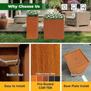 Corten Steel Metallic Heavy Planter for Outdoor Plants 14"x14"x30" Metal Planter Spliced Flower Pot with Partitions for Outside,Indoor,Garden (Corten, 14 * 14 * 30) by CozyNest Decor