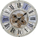 Unique Moving Gear Large Wall Clock 21inch-Battery Powered. Retro Industrial Steampunk Country Farmhouse Decor for The Living Room Kitchen Bars cafes Offices(whith/metal/21) by CozyNest Decor