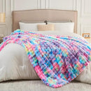 NEWCOSPLAY Faux Fur Throw Blanket Dark Rainbow Luxury Fluffy Thick Warm Bubble Blanket for Couch Sofa Bed 700GSM (Dark Rainbow, Throw(50"x60")) by CozyNest Decor