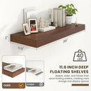 Deep Floating Shelves for Wall | 36 Inch Wide x 12 Inch Deep Floating Shelves | 36W x 12D Rustic Walnut Wide Wall Shelves | Bookshelf Laundry Shelf TV Shelf by CozyNest Decor