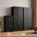 47.25" Metal Storage Cabinet, Black Kitchen Food Storage with 4 Door and 2 Adjustable Shelves, Freestanding Bathroom Cabinet, Pantry for Kitchen Dinning Room, Cupboard by CozyNest Decor