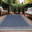 Bordered Outdoor Rug 6x9 Washable Outside Carpet for Indoor Patio Porch Waterproof Easy Cleaning Non Shedding Area Rugs Navy 6 x 9 by CozyNest Decor