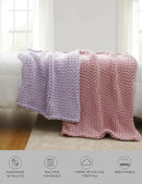YnM Chunky Throw Blanket, Medium-Weight, Hand Knitted, Skin Friendly, Ventilated and Breathable, Machine Washable, Home Décor Piece for Couch, Sofa and Bed (Iris Lavender, 40x50 Inch) by CozyNest Decor