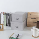 Soul & Lane Decorative Cardboard Storage Boxes with Lids, Set of 2 Stacking Keepsake Photo and Memory Boxes for Home & Office, Paperboard Organizers with Label Holders and Drawer Pulls, Cloud Gray by TinyTreasures Baby Boutique