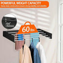 FOCHIER F Laundry Drying Rack Wall Mounted Clothes Drying Rack Collapsible with 5 Aluminum Rods and Drilling Template Long Screwdriver Bit 60 lbs Capacity (Black, 31.5") by CozyNest Decor
