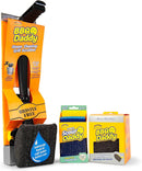 Scrub Daddy BBQ Grill Cleaner Kit - Bristle Free Grill Brush with Refill + Scour Daddy Steel Sponge - Temperature-Controlled Tools - Cut Through Charred Buildup (4 Count) by GreenHaven Gardens
