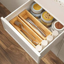 BAMEOS Kitchen Drawer Organizer,Small Silverware Drawer Organizer,Bamboo Utensil Organizer for Bathroom, Dressing Room, Office, Pantry (Natural, 11"x 3") Set of 2 by CozyNest Decor