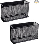 dedoot Magnetic Basket for refrigerator Storage Pencil Holder Basket Mesh Black Strong Magnetic Pen Holder for Refrigerator ,Whiteboard, Locker, Home and Office Organizer, 6.3x2.3x3.6inch,2 Pack by CozyNest Decor