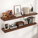Floating Shelves - 2 Large Wall Mounted Shelves with Invisible Brackets, Long Wood Floating Wall Shelf for Living Room, Bedroom, Kitchen (Brown, 48" W x 9" D x 1.5" H) by TinyTreasures Baby Boutique