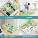 WOWBOX 25 PCS Plastic Drawer Organizer Set, 4 Sizes Desk Drawer Divider Organizers and Storage Bins for Makeup, Jewelry, Gadgets for Kitchen, Bedroom, Bathroom, Office, Clear Green by TinyTreasures Baby Boutique