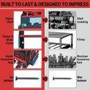 YYR Power Tool Organizer Wall Mount, Cordless Drill and Battery Holder, Electric Tools Hanger Storage Rack with Charging Station, Garage Organization Floating Shelf - Made of Heavy Duty Metal, Red by GreenHaven Gardens