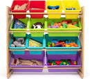 Humble Crew Kids Toy Storage Organizer with 12 Plastic Bins, Natural Wood/Rainbow – Removable Bins for Playroom, Bedroom, Toddler Furniture for Boys and Girls Ages by TinyTreasures Baby Boutique