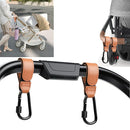 3 Pcs Baby Stroller Hook, Carry 20 lbs per Stroller Carabiner Clip, Adjustable Baby Stroller & Car Seat Hook for Hanging Diaper Bag, Wheelchair, Shopping and Pet Cart(Leather) by TinyTreasures Baby Boutique