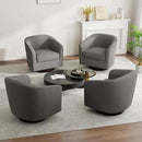 Swivel Barrel Accent Chair, Modern Round Linen Arm Chair for Living Room, Bedroom, Comfy Club Reading Chairs for Adults（Linen Fabric, Grey, Set of 4 by CozyNest Decor