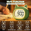Kids Alarm Clock with Night Light for Kids, Small Digital Alarm Clocks for Bedrooms, Routine Builder, Cute Cat Alarm Clock with Sleep Training, Snooze, 12/24H, Date & Day, Temperature, USB Port by TinyTreasures Baby Boutique