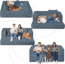 Folding Bean Bag Chair for Adults,3-in-1 Bean Bag Couch Faux Fur Floor Sofa Large Beanbag Convertible Bean Bag Sofa Bed with Pillow in Bedroom,Living Room,Apartment(Queen,Gray) by CozyNest Decor