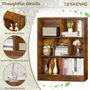 LEYAOYAO 7 Cube Bookshelf with Wood Base, Brown 3 Tier Mid-Century Modern Bookcase,Standing Wide Bookshelves Storage Organizer Shelf,Rustic Display Cabinet Book Shelves for Bedroom,Living Room,Office by CozyNest Decor