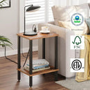 TUTOTAK End Table with Charging Station, Side Table with USB Ports and Outlets, Nightstand, 2-Tier Storage Shelf, Sofa Table for Small Space, 1 Package（2PCS） TB01BB041 by CozyNest Decor