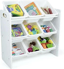 Humble Crew 9-Bin Toy Organizer – Cambridge White Plastic Bins, 3-Tier Storage Solution for Kids' Playrooms and Nurseries by CozyNest Decor