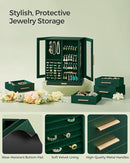 SONGMICS Jewelry Box 360° Rotating, Jewelry Storage Case with 5 Drawers, Jewelry Organizer, Glass Window, Spacious, Vertical Jewelry Storage, Open Design, Great Gift, Forest Green UJBC170C01 by TinyTreasures Baby Boutique