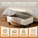 Ottoman Rectangular Storage Ottoman Bench, Faux Leather Footrest, Coffee Table, Stool Footstool with Hinged Lid for Living Room, Bedroom, Entryway, Champagne, 35"x23.5"x17.5" by CozyNest Decor