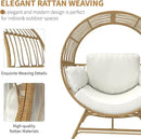 Egg Chair Outdoor Indoor, Oversized Rattan Chair with Thicken Cushion, 350LBS Capacity Wicker Patio Lounge Chair, Basket Chair for Living Room Balcony Porch Backyard, Beige by CozyNest Decor
