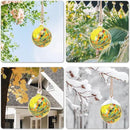VCUTEKA Hanging Garden Gazing Ball, Hand-Blown Glass Witch Ball for Outdoor Garden Décor, 6" Yellow Swirl by CozyNest Decor
