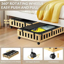 2 Pack Bamboo Under Bed Storage with Wheels, 39”x20”x7.8” Lager Under Bed Storage Containers (Natural) by CozyNest Decor