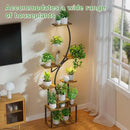 Simple Trending Plant Stand Indoor with Grow Lights, Heavy Duty 8 Tier Tall Plant Shelf for Plants Multiple, Metal Wood Plant Shelves Plant Display Holder for Garden, Black by GreenHaven Gardens