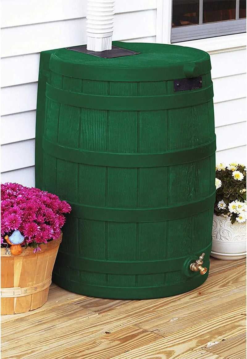 Good Ideas Rain Wizard Water Storage Premium Quality Collection Barrel with Brass Spigot, Safety Screen, and 50 Gallon Capacity, Green (2 Pack), photo 3 of 6