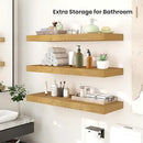 Heimlove 12" Deep Floating Shelves, 36 x 12 Inch Wall Mounted Long Floating Shelf with Invisible Brackets, for Home Decor, Bedroom, Kitchen, Living Room, Bathroom - 2 Pack, Oak by CozyNest Decor