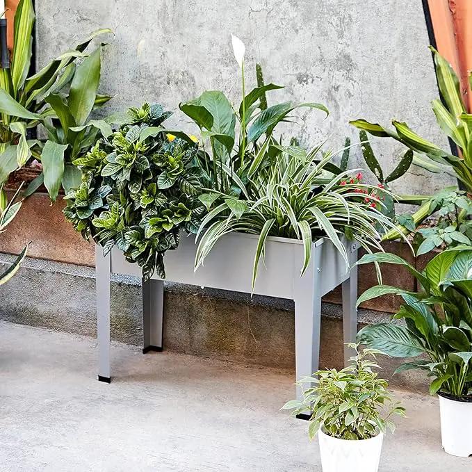 Raised Garden Bed, Garden Raised Planter Box with Legs, Galvanized Garden Planter for Herbs and Vegetables (24" Grey), photo 6 of 7