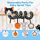 Car Seat Toys for Babies 0-6 Months,Hanging Rattle Toys for Crib Mobile, Baby Spiral Hanging Stroller Black and White High Contrast Toys for Newborn 0 3 6 9 12 Months Baby Boys Girls (Cat) by TinyTreasures Baby Boutique