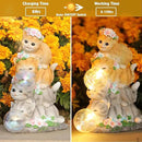 Solar Cat Garden Statue Resin Cat Statue Decor Outdoor with LED Lights for Outside Yard Art Lawn Ornaments Patio, Cat Lovers Gifts
