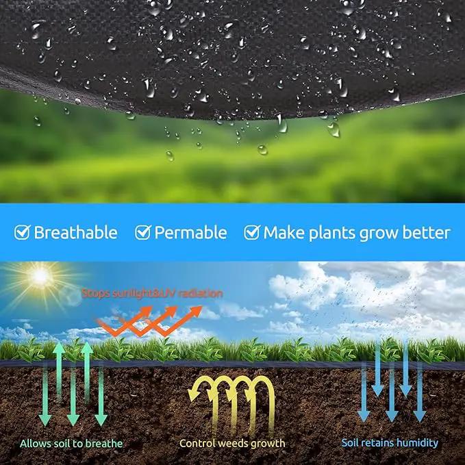 8ft x100ft Black Weed Barrier Landscape Premium Fabric-Heavy Duty Woven Ground Cloth with Superior Permeability Weed Control Convenient Design, photo 4 of 7