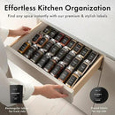 Glass Spice Jars with Labels and Steel Lids (24 x 4oz) Spice Containers with 240 Label, Steel Funnel, Shaker Inserts, Empty Square Seasoning Organizer for Spice Rack, Cabinet, Drawer by CozyNest Decor