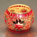 SHMILMH Votive Candle Holder Set of 4, Diwali Decoration for Home, Handmade Mosaic Glass Tealight Candle Holders for Table Centerpiece Decor,Diwali Thanksgiving by CozyNest Decor