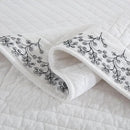 MarCielo 3-Piece 100% Cotton White Striped Quilt Set with Botanical Edge Embroidery TC(Sakura White,Queen (98" X 90")) by CozyNest Decor