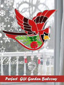 KY&BOSAM Happy Mother`s Day Cardinal Suncatcher Hand-Painted Garden Ornament Hanging Wind Chime with Pressed Flower Cardinal Embedded in Glass Gift for Mom Grandma Mother`s Day Gifts by GreenHaven Gardens