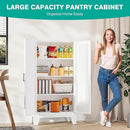 SISESOL Metal Storage Cabinet with 2 Doors and 3 Shelves,White Pantry Storage Cabinet with Legs,Farmhouse Pantry Cabinets Cupboard,Bathroom Cabinets for Home,Kitchen,Dining/Living Room (47.3" H) by CozyNest Decor